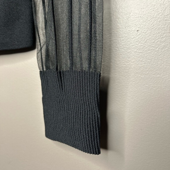 Milly Black Sheer mock neck long Sleeve Top size s - Picture 2 of 15